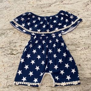 NWOT Off The Shoulder Navy Star Romper  3T